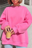 Solid Color Fleece Round Neck Pullover Hoodie