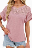Round Neck Lace Loose Short Sleeved T-shirt