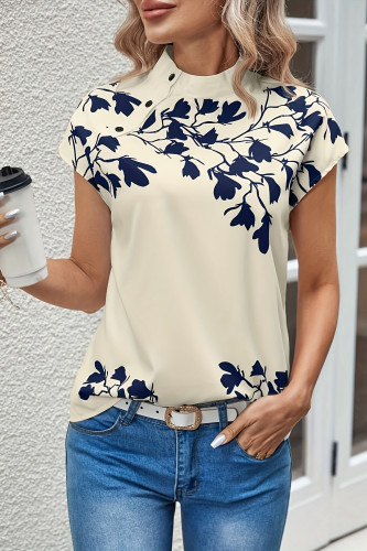 Floral Print Short Sleeved Loose Shirt
