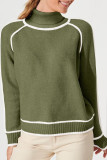 Solid Color High Neck Long Sleeved Knitted Sweater