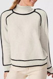 Solid Color High Neck Long Sleeved Knitted Sweater