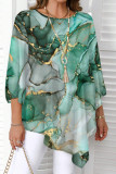 Marble Printed Large Size Long Sleeved Shirt