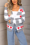 Love Printed Long Sleeved Cardigan Sweater