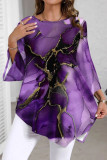 Marble Printed Large Size Long Sleeved Shirt