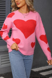 Love Printed Jacquard Contrasting Knitted Sweater