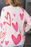 Round Neck Long Sleeved Heart Shaped Knit Sweater