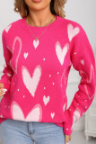 Round Neck Long Sleeved Heart Shaped Knit Sweater