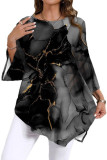 Marble Printed Large Size Long Sleeved Shirt