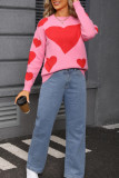 Love Printed Jacquard Contrasting Knitted Sweater