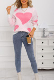 Love Printed Jacquard Contrasting Knitted Sweater