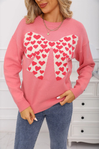 Valentine's Day Bow Long Sleeved Printed Sweater