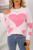 Love Printed Jacquard Contrasting Knitted Sweater