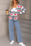 Love Printed Long Sleeved Cardigan Sweater