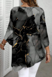 Marble Printed Large Size Long Sleeved Shirt