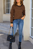 Striped Round Neck Long Sleeve Knitted Sweater