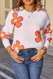 Valentine's Day Flower Printed Knitted Sweater