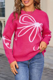 Valentine's Day Bow Printed Long Sleeve Sweater