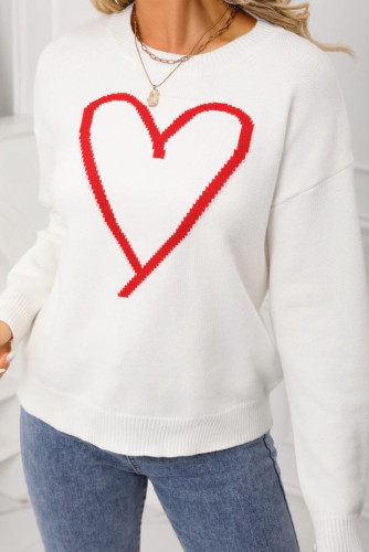 Valentine's Day Big Peach Heart Knitted Sweater
