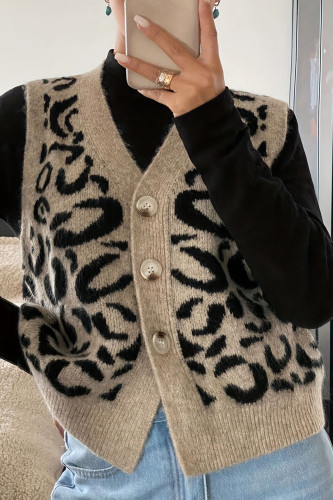 V-neck Button Loose Sleeveless Vest Sweater