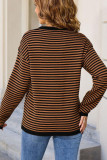 Striped Round Neck Long Sleeve Knitted Sweater