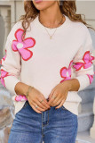 Valentine's Day Flower Printed Knitted Sweater