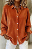 Corduroy Lapel Long Sleeved Cardigan Shirt