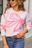 Valentine's Day Bow Printed Long Sleeve Sweater