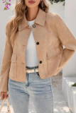 Solid Color Lapel Suede Long Sleeved Jacket