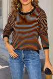 Striped Round Neck Long Sleeve Knitted Sweater