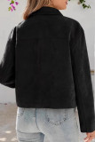 Solid Color Lapel Suede Long Sleeved Jacket