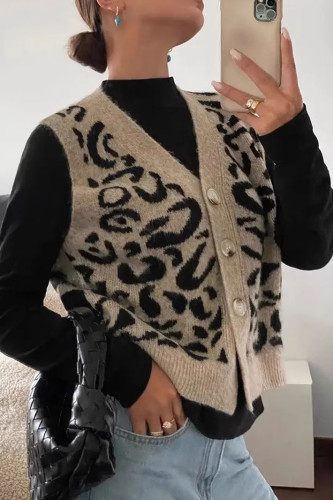 V-neck Button Loose Sleeveless Vest Sweater