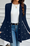 Nail Bead Solid Color Long Sleeved Cardigan Jacket