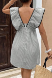 V-neck Ruffled Flying Short Sleeve Dress