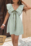 V-neck Ruffled Flying Short Sleeve Dress