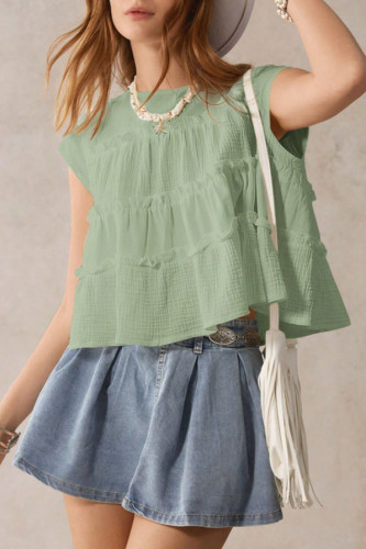 Solid Color Round Neck Short Sleeved Doll Shirt