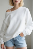 Large Size One Shoulder Long Sleeved Sweatshirt