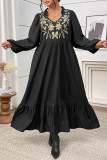 Lotus Leaf Edge Large Size High Waisted Dress