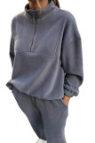 Zipper Long Sleeved Sweatshirt Pants Two-piece Set
