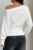 High Waist Slimming One Shoulder Knitted Sweater
