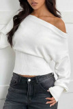 High Waist Slimming One Shoulder Knitted Sweater