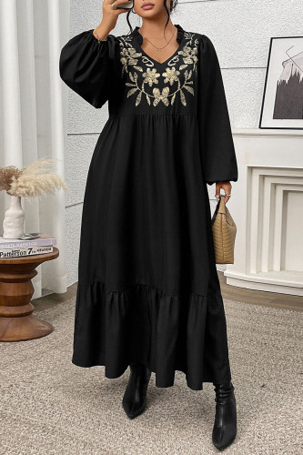 Lotus Leaf Edge Large Size High Waisted Dress