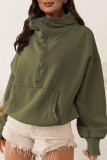 Zipper Drawstring Long Sleeved Sports Hoodie