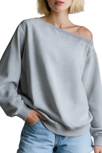 Large Size One Shoulder Long Sleeved Sweatshirt