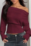 High Waist Slimming One Shoulder Knitted Sweater