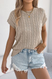 Solid Color Bat Short Sleeved Knitted Sweater