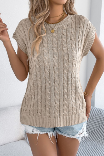 Solid Color Bat Short Sleeved Knitted Sweater