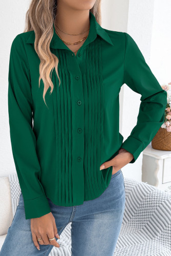 Solid Color Button-Up Long Sleeve Office Shirt