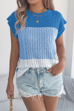 Bat Short Sleeved Contrasting Knitted Sweater