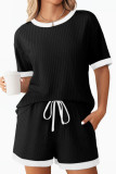 Round Neck Short Sleeved Shorts Pajamas Two-piece Set