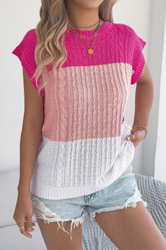 Bat Short Sleeved Contrasting Knitted Sweater